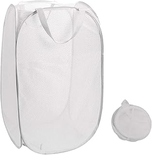 Qtopun Panier à linge pliable en maille - Pour chambre à coucher, chambre d'enfant, dortoir d'étudiant et voyage - Blanc