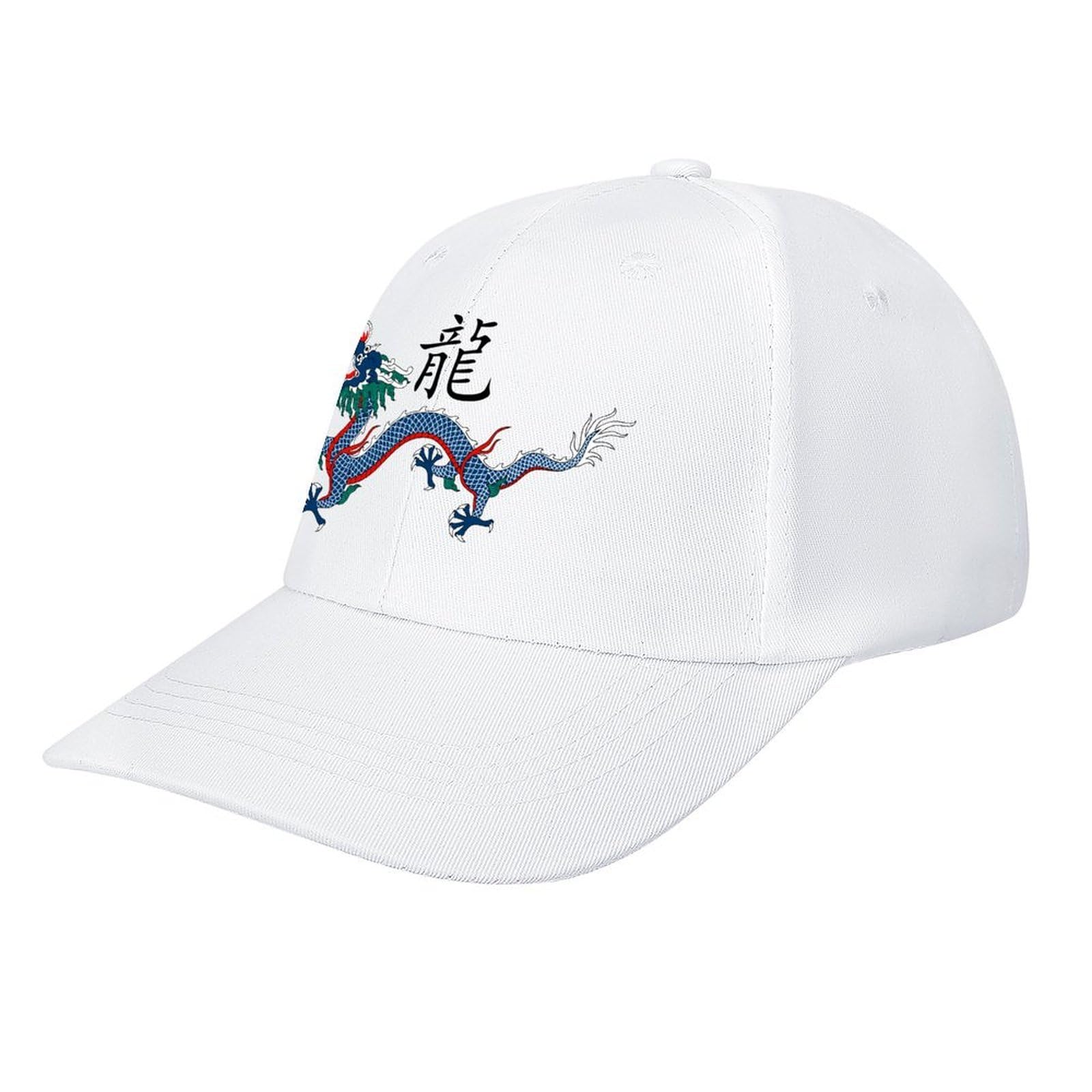 asbwuo Chinese Dragon Casual Baseball Cap Funny Golf Dad Hat Adjustable Trucker Caps for Running Outdoor Sports White