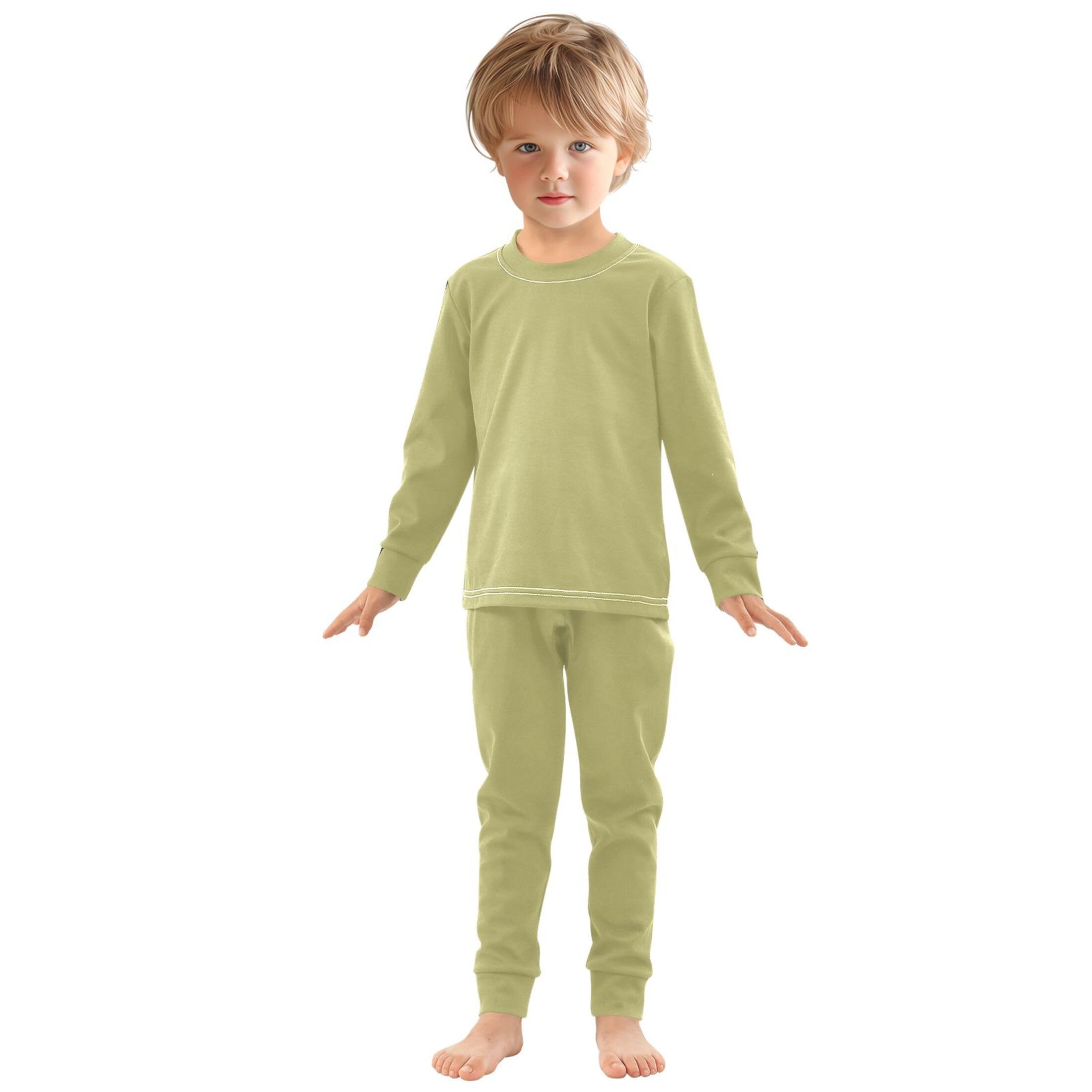 Dark Khaki Long Sleeve Pajamas Set Sleepwear Jammies 2pcs Set Pjs Dark Khaki