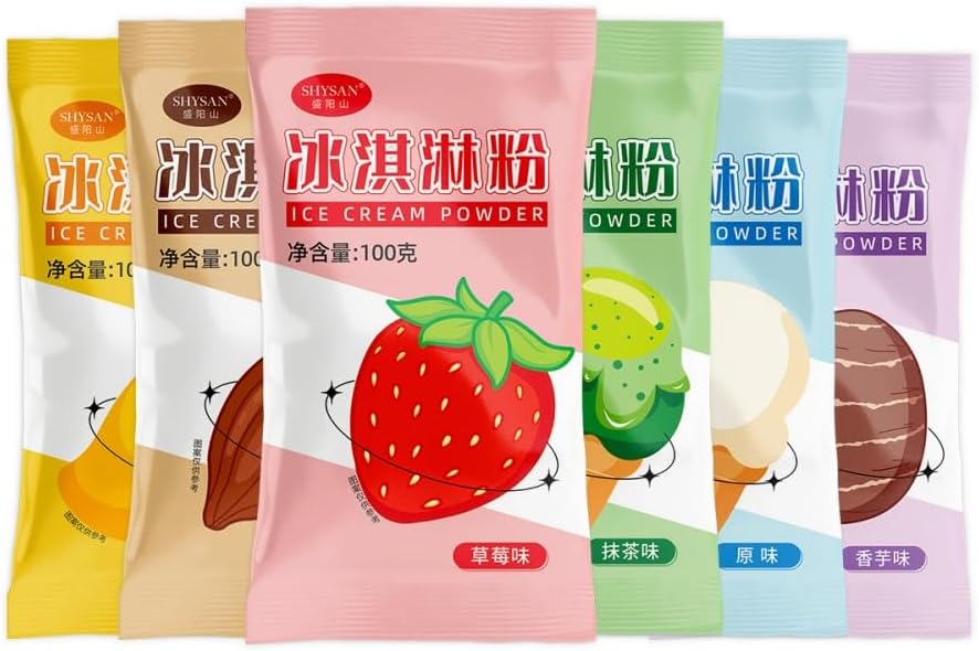 Ice Cream Mix， Kits for Home Ice Cream Makers, Ready in 30 Minutes. 100g Bags, 3.5 Ounces, Six Flavors (Pack of 6) Good Gifts for Christmas Halloween Birthday Party