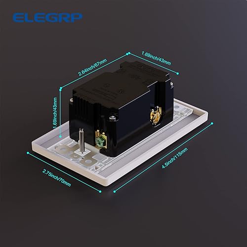 Miniatura 7 de ELEGRP Tomacorrientes USB, toma de pared USB C de 3 puertos, toma eléctrica USB de 30 W 6.0 A, toma de corriente resistente a manipulaciones de 15