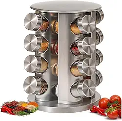 Porta Temperos Giratório Inox Vidro 16 Potes Condimentos Organizador Cozinha Moderno