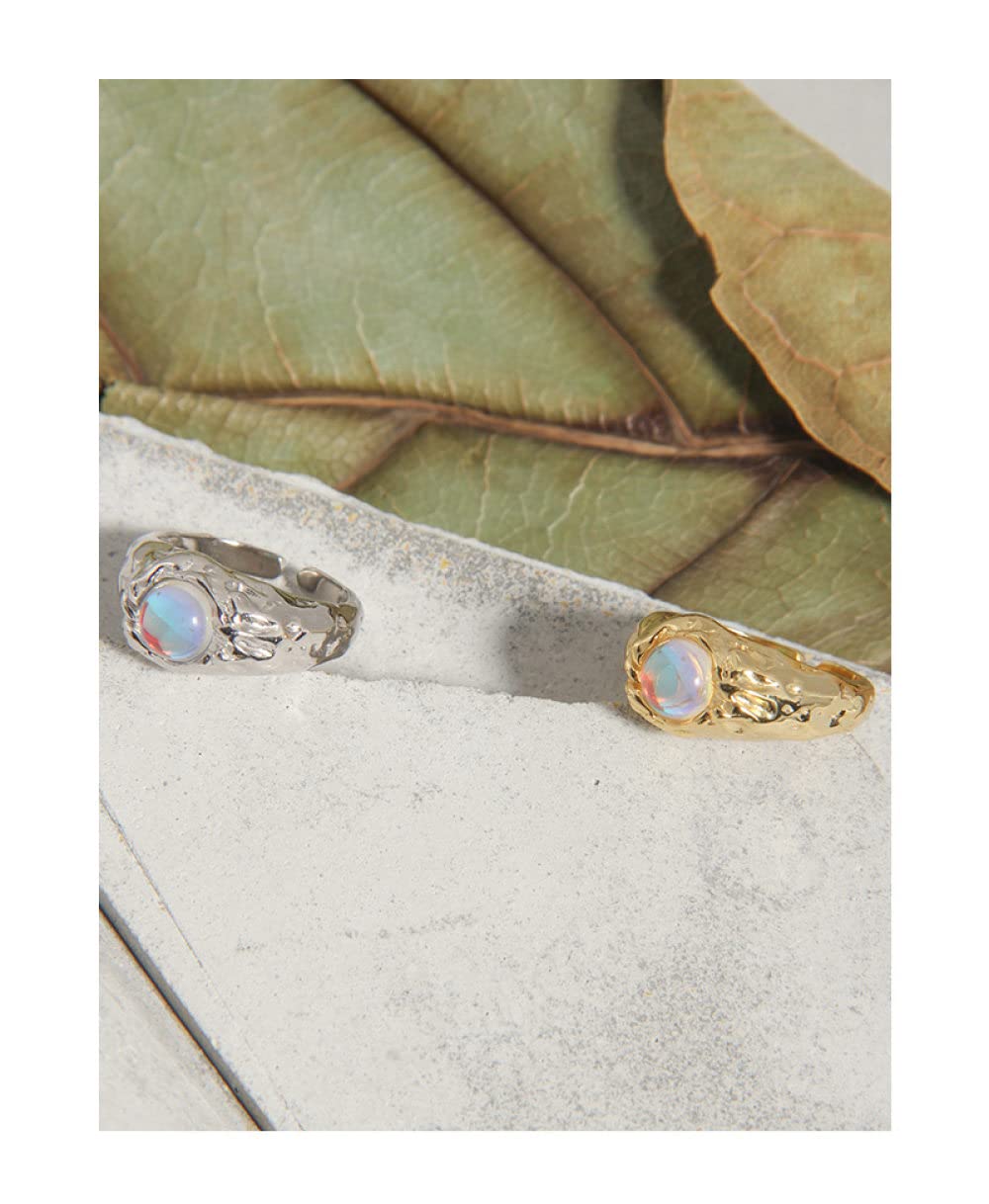 Anello In Argento Sterling 925,S925 Anello In Argento Sterling Con Pietra Di Luna Anelli Regolabili Anello Aperto In Argento Anello Per Il Pollice Anello Eterno Fascino Di Nozze Gioielli Regali Per