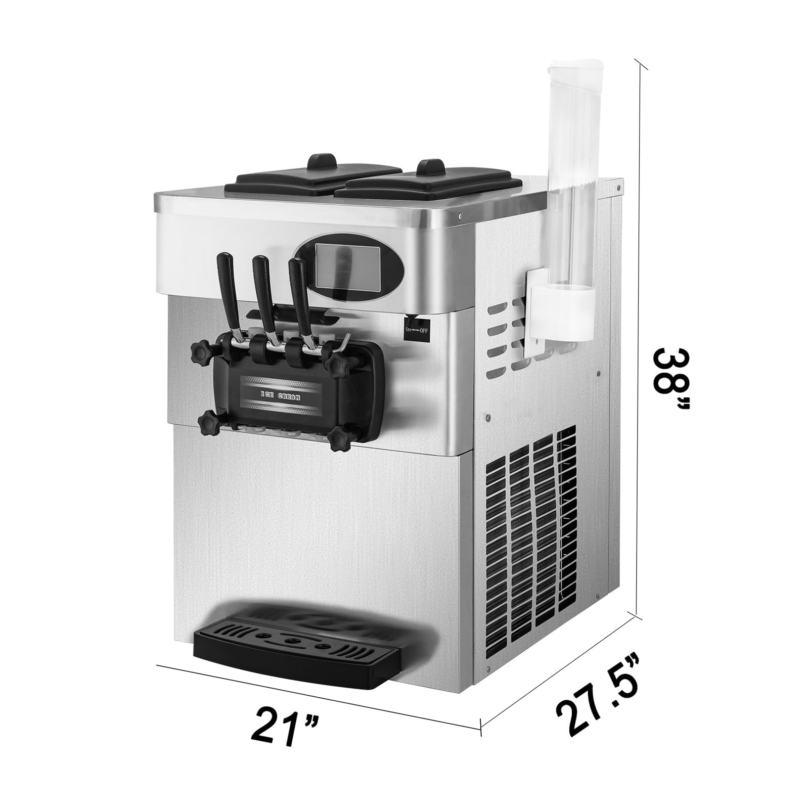 20-28L/H sorbetière molle comptoir Commercial tricolore 2 + 1 saveurs cônes sucrés équipement de congélation distributeur automatique Durabilité, Efficacité