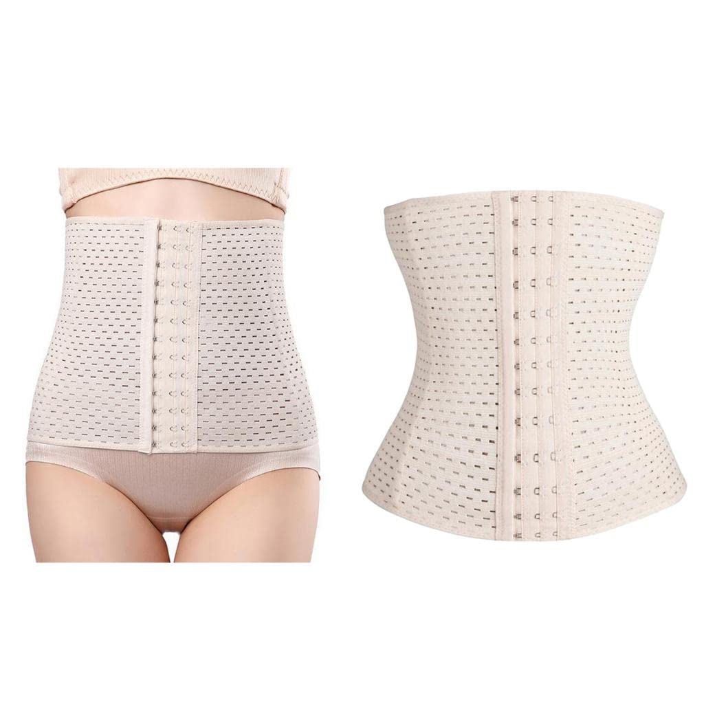 Breathable Waist Tummy Corset Girdle Belt bodytype Shaper Trainer L Beige| Stretchable | Breathable | Daily Wear-image-18