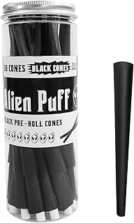 1.25 Size Pre-Rolled Cones 50 Pack，yacool Black Rolling Cones with Tips & Packing Tubes Included, 84MM 50 Cones for Smoking, Slow Burning Cigarette Paper and Ultra Thin Rolling Papers