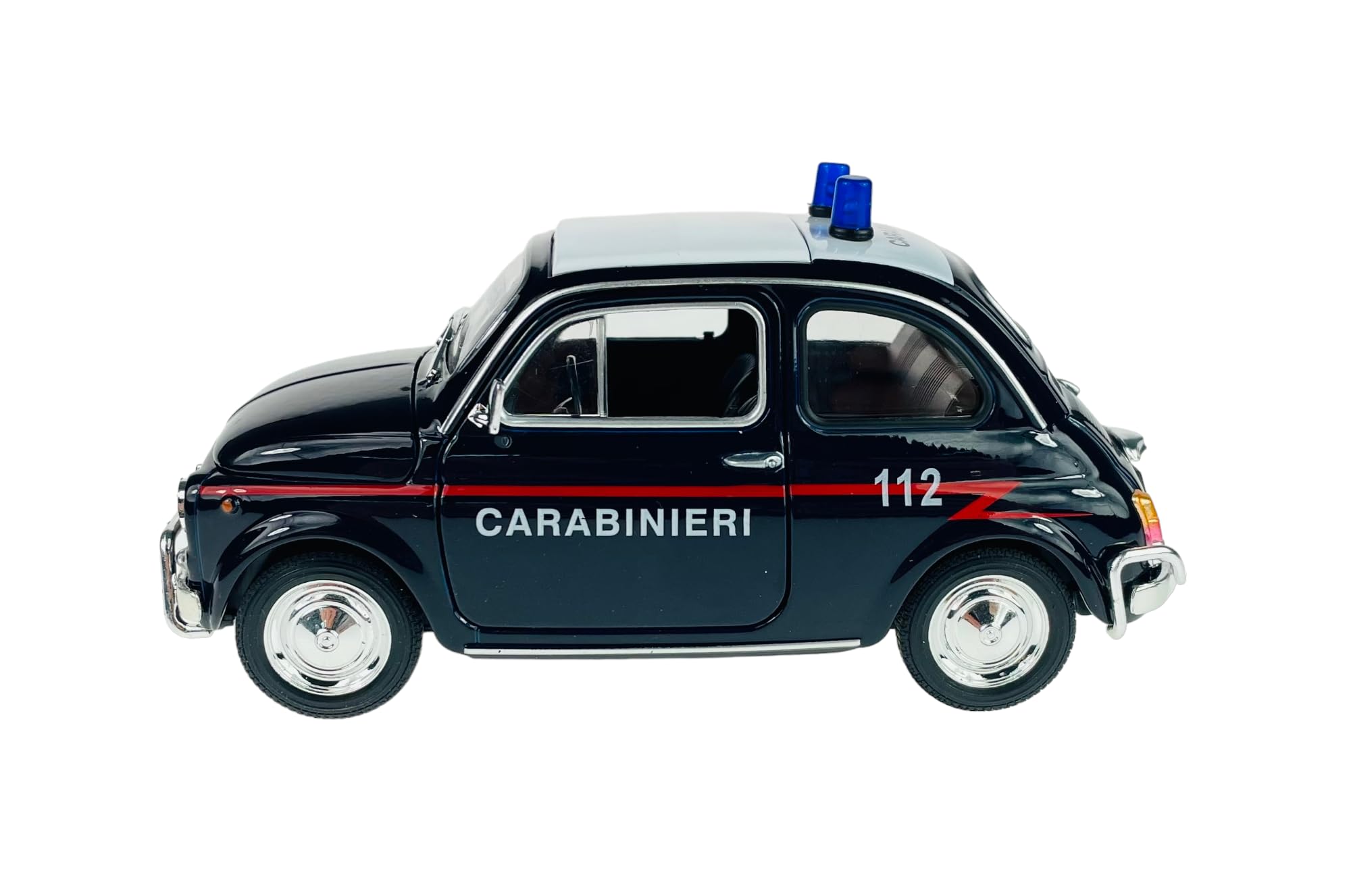 Welly Modello Auto Compatibile con FIAT Nuova 500 Carabinieri Polizia 1957-1975 ca 1/24 1:24 Metallo Modello Auto Il Cast Nuovo in Scatola