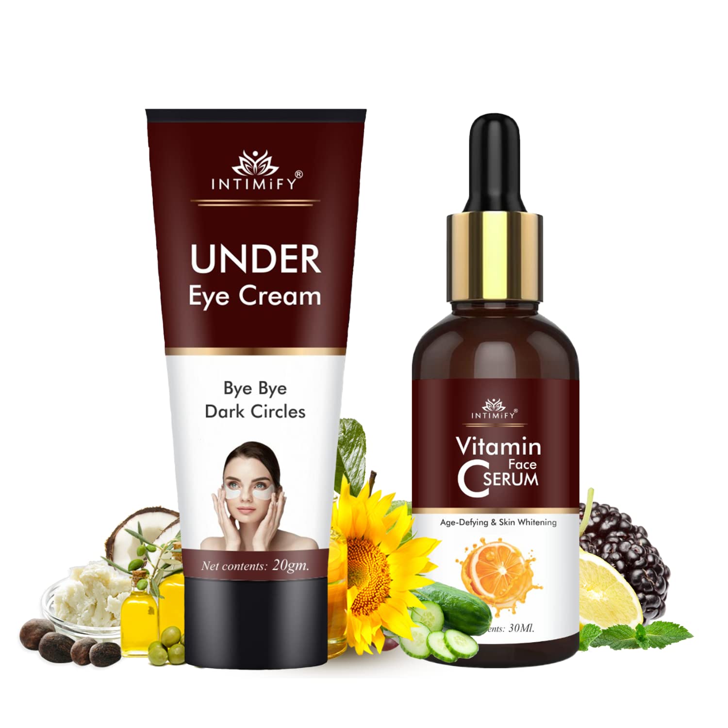 INTIMIFY Under Eye Cream For Dark Circles & Vitamin C Face Serum For Women & Men (Pack of 2)-image-26