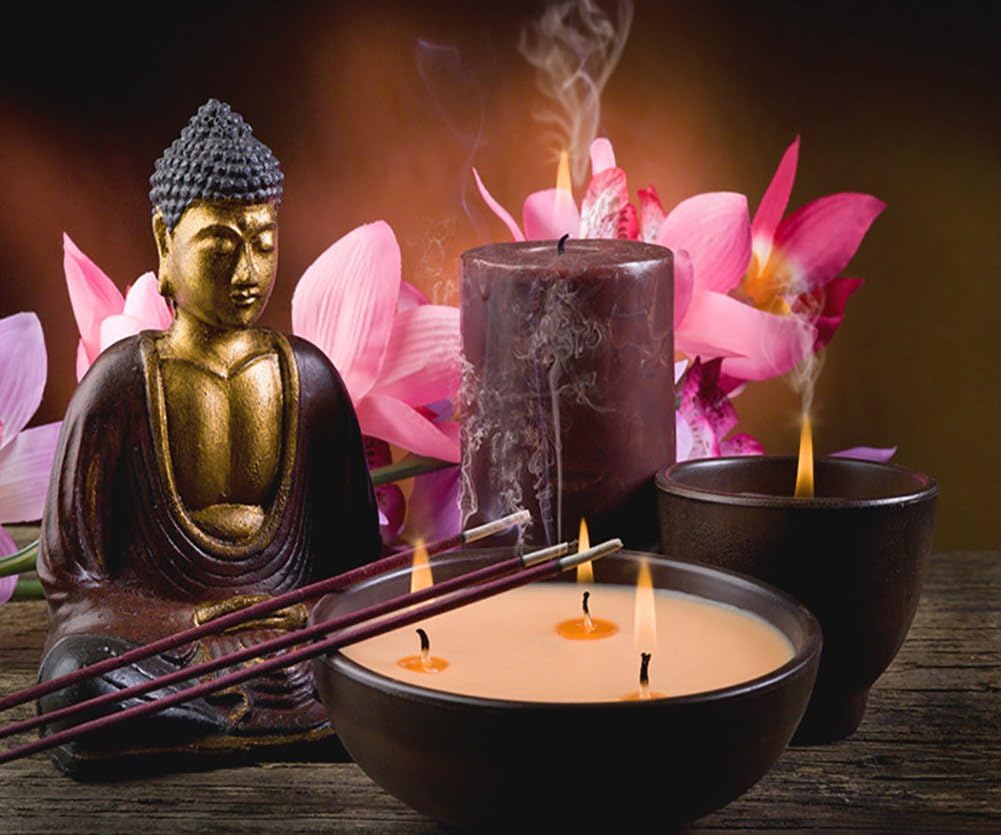 Zhuixing Diamond Painting Buddha Statue By Number Kits Full Covered Drill Embroidery Rhinestone Cross Stitch Chinese Style Craft DIY 5D Mosaic Lotus Picture Wall Decoration,Squarediamond,80*96Cm