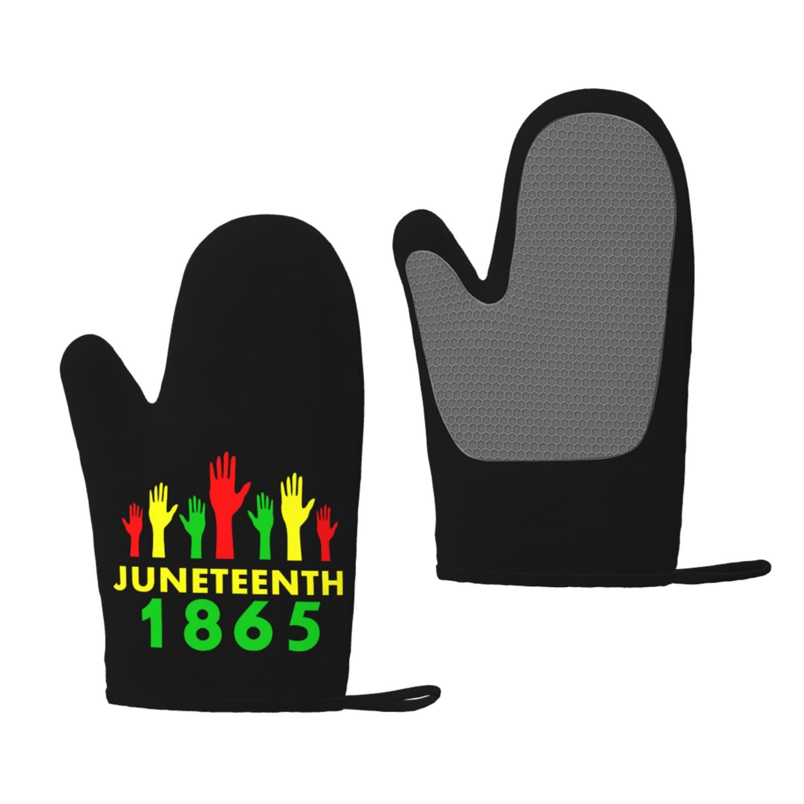 Happy Juneteenth Day Freedom 1865 Oven Mitts Pot Holders Resistant Silicone Oven Gloves for Kitchen Baking BBQ
