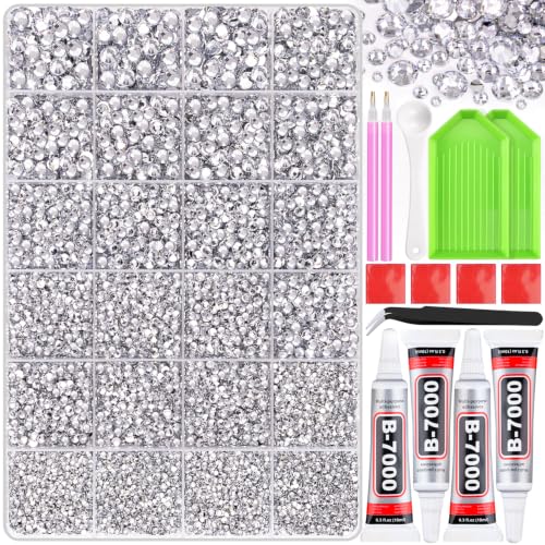 TINKRSTUFF 35000Pcs Silver Clear Rhinestones Bedazzling Kit