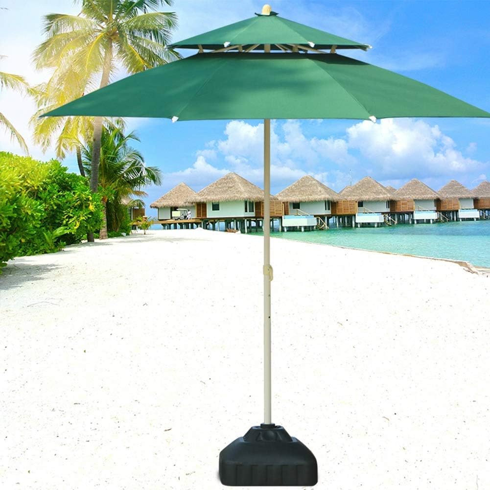 Parasols 7.5ft/9ft Double Top Patio Umbrella, Outdoor Sun Shade for Beach/Pool/Garden Umbrellas Round Sunscreen, Water/UV-Resistant Market Umbrella (Color : Green, Size : 7.5 Ft/23