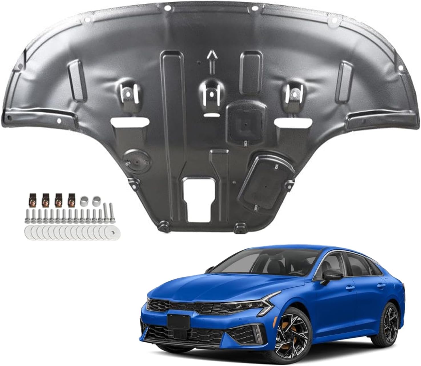 Engine Splash Shield Compatible with 2021 2022 2023 2024 2025 KIA K5 Engine Lower Guard Plate Compatible with 2021-2025 KIA K5 Front Engine Guard Mud Flaps w/Screw Hardware