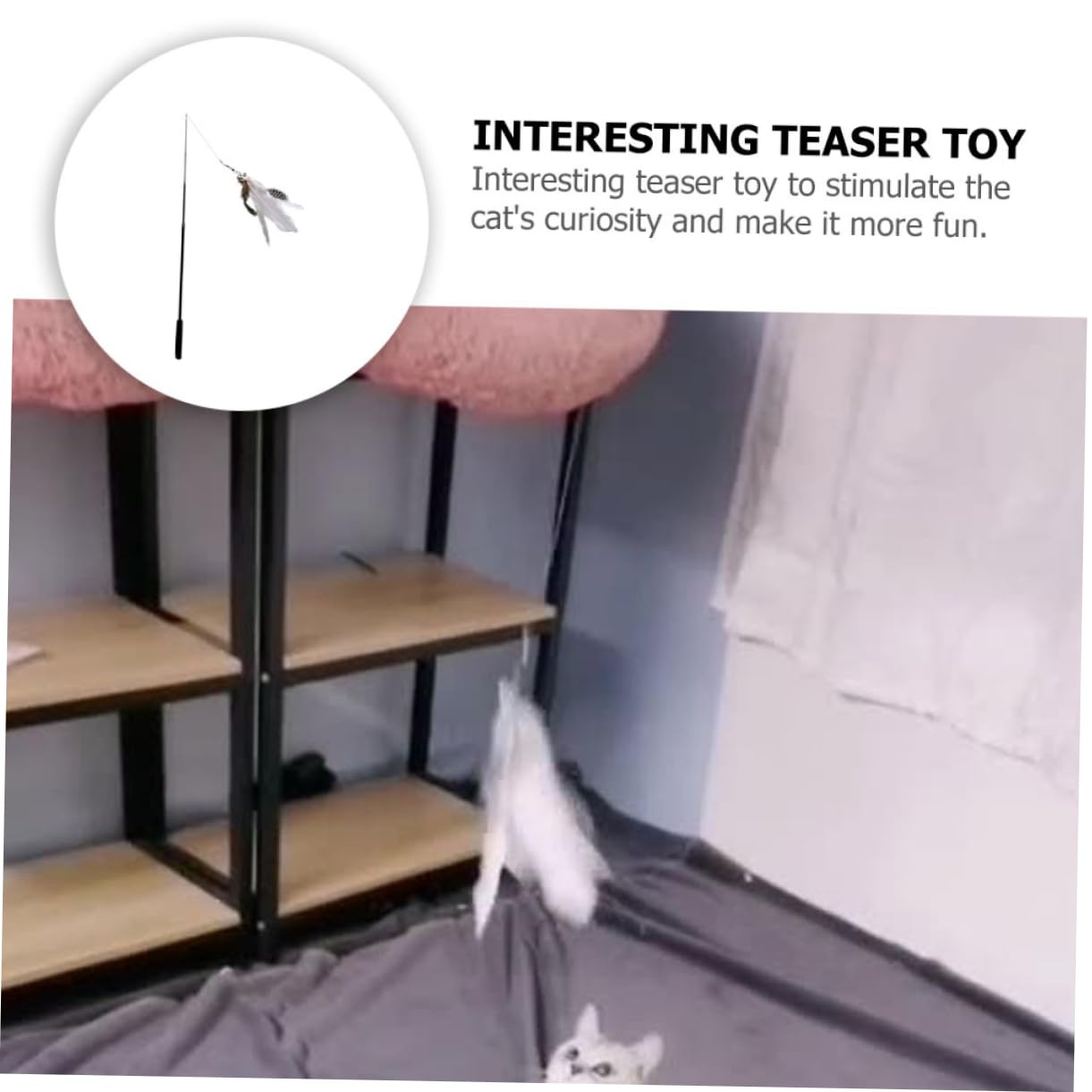 Toddmomy 8pièces Canne Téaser pour Chat Baguette Interactive Télescopique avec Plumes Jouet pour Chaton Et Chat Maison