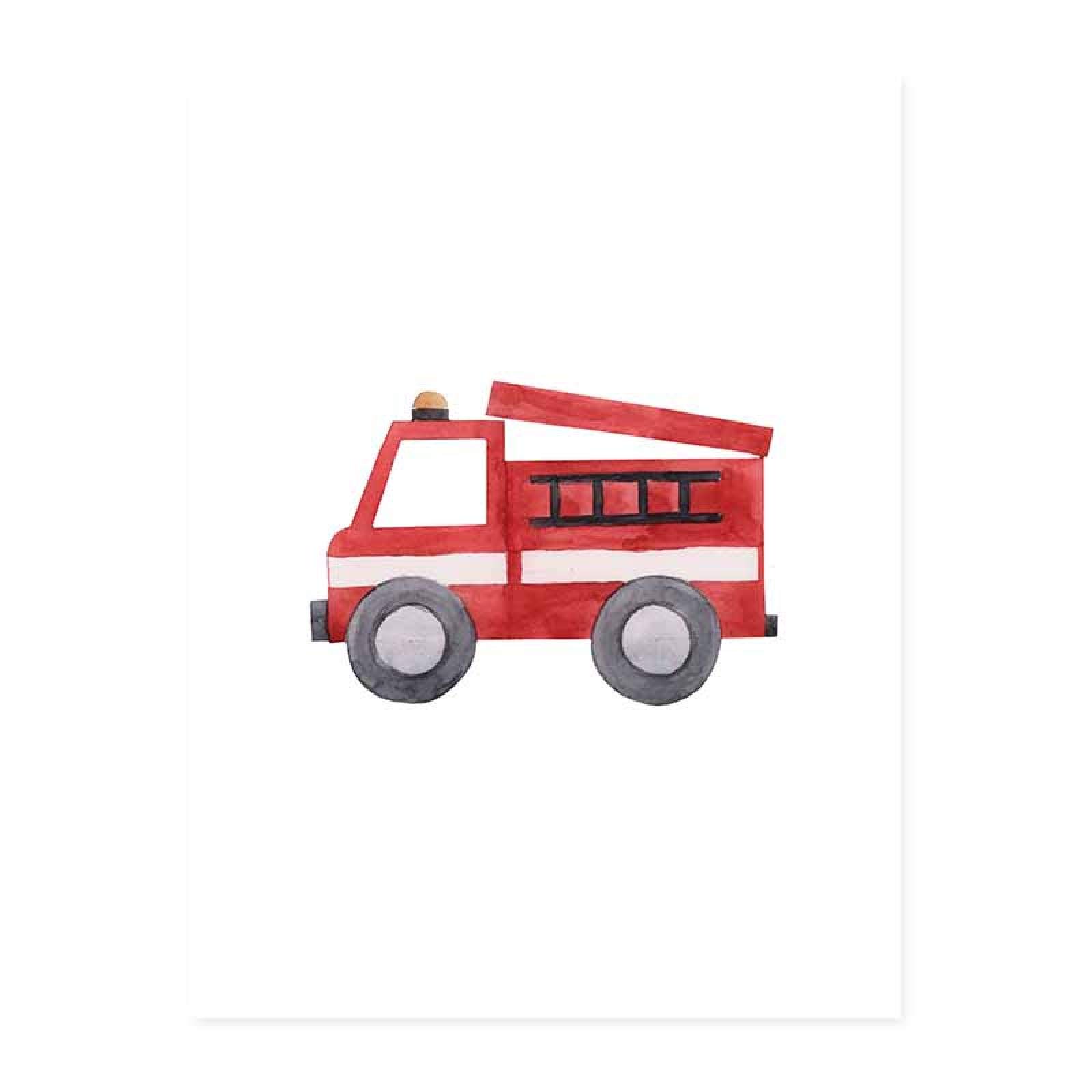Pintura en lienzo lindo niño mecánico azul tractor camión de bomberos arte de la pared carteles e impresiones decoración del dormitorio de los niños 40x60cm (16x24in) x3 marco interior