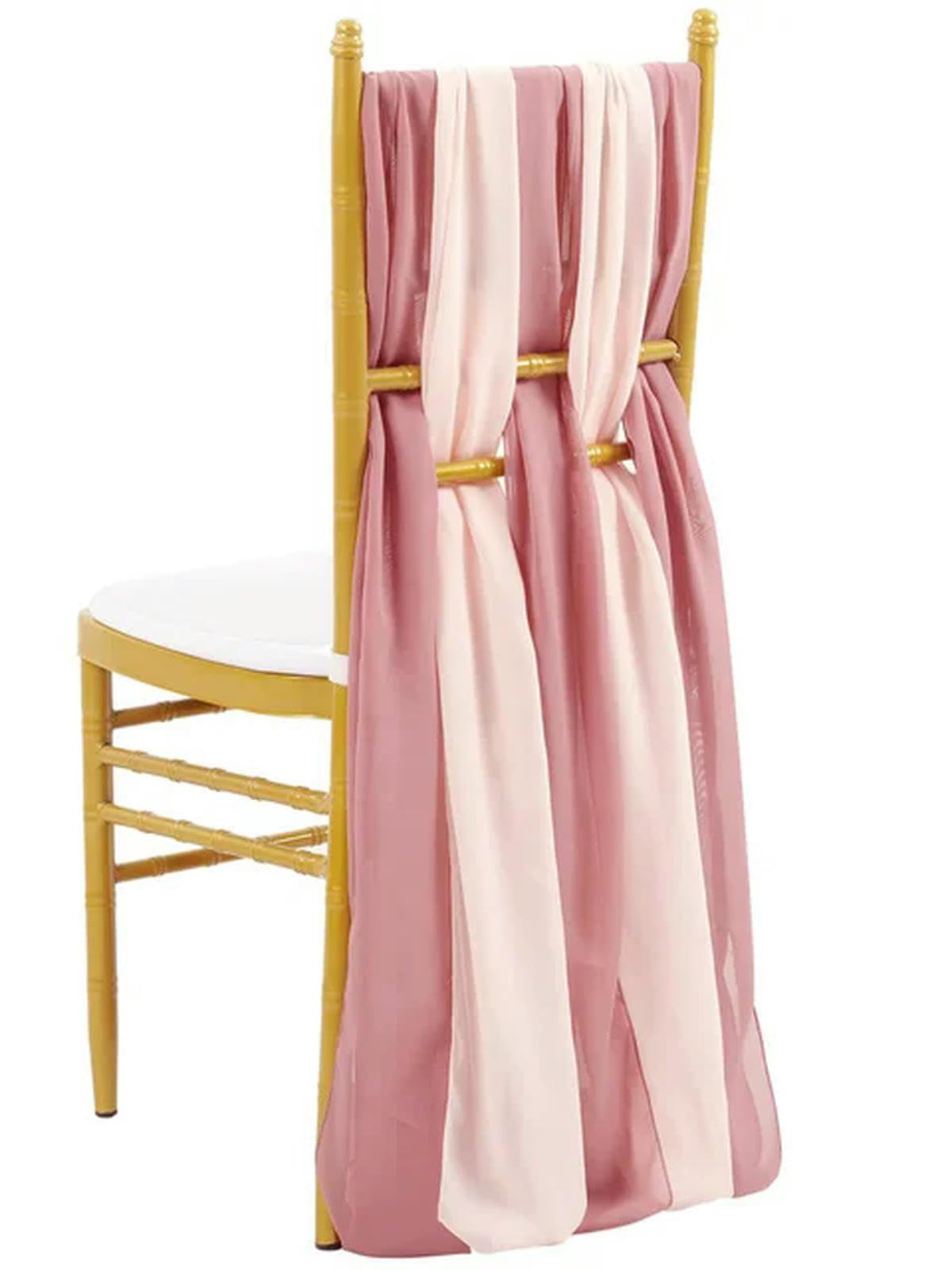 szarfy na krzesła, 8 sztuk Dekory na krzesła ślubne Szyfonowe szarfy Wesele Bankiet Wydarzenie Ślub, 30x180cm(Dusty Rose Pink)