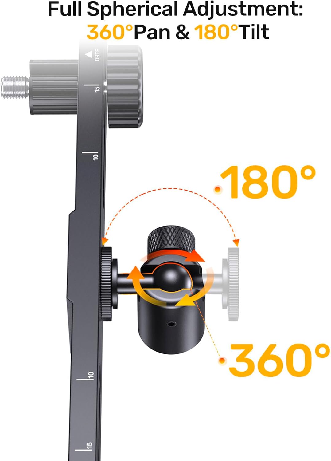 Stereo Array Spacing Microphone Holder with All-Metal Mic Ball Head Adapter, Adjustable Mic Mount Bar for Two Mics/Booms with 3/8" - 5/8" Screw Adapters, Fits Mic Stands for Recording, Live Streaming