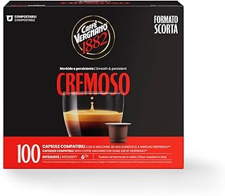 Caffè Vergnano 1882 - Èspresso Kompostierbare Kaffeekapseln, Kompatibel Mit Nespresso, Cremoso (Cremig) - Packung Enthält 100 Kapseln