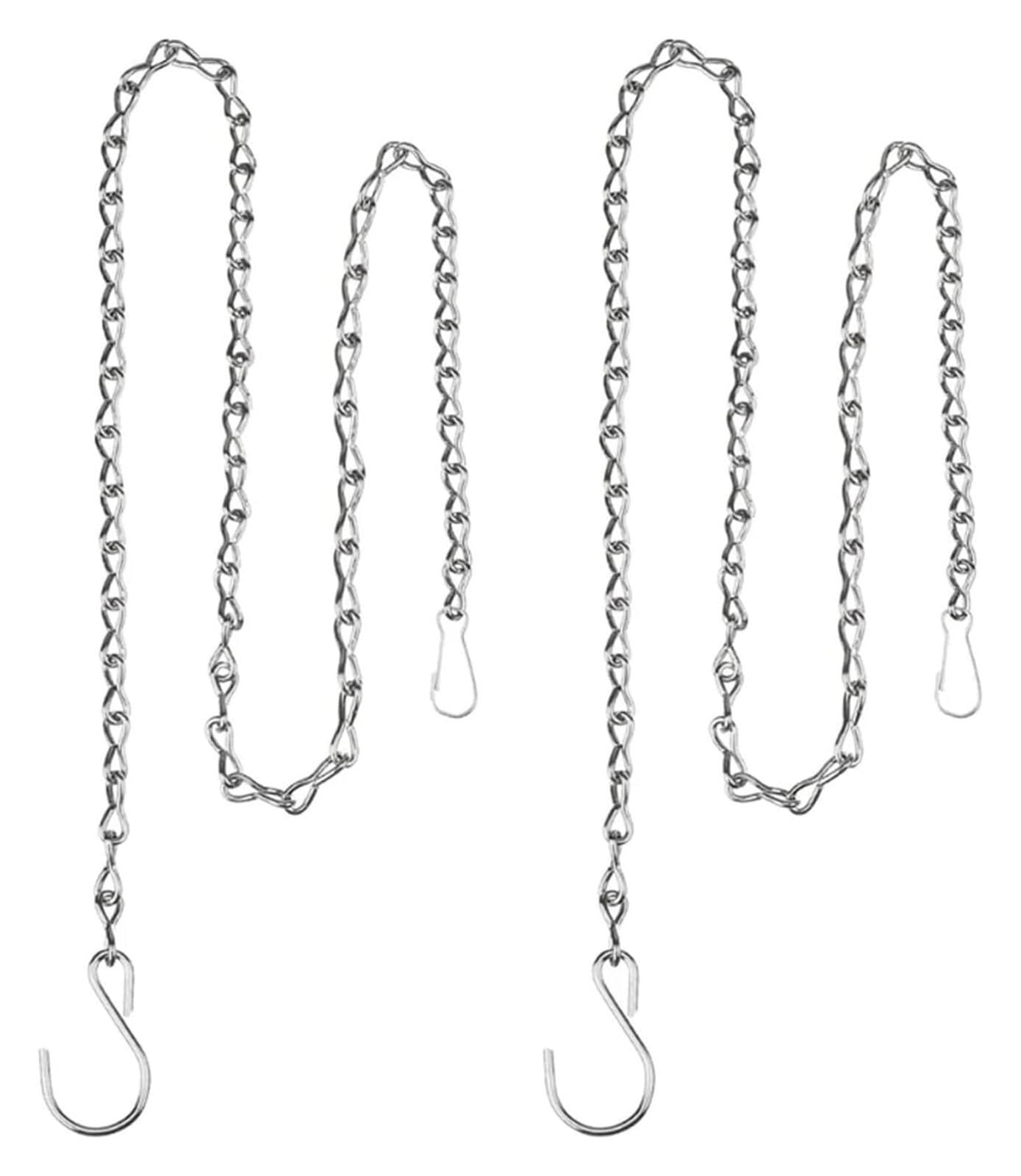 Vakorise Chains with Hooks, 2 Pcs Pot Lantern Ornament Chains with Hooks, Black/Silver, 24/50/90cm(Silver,90cm)