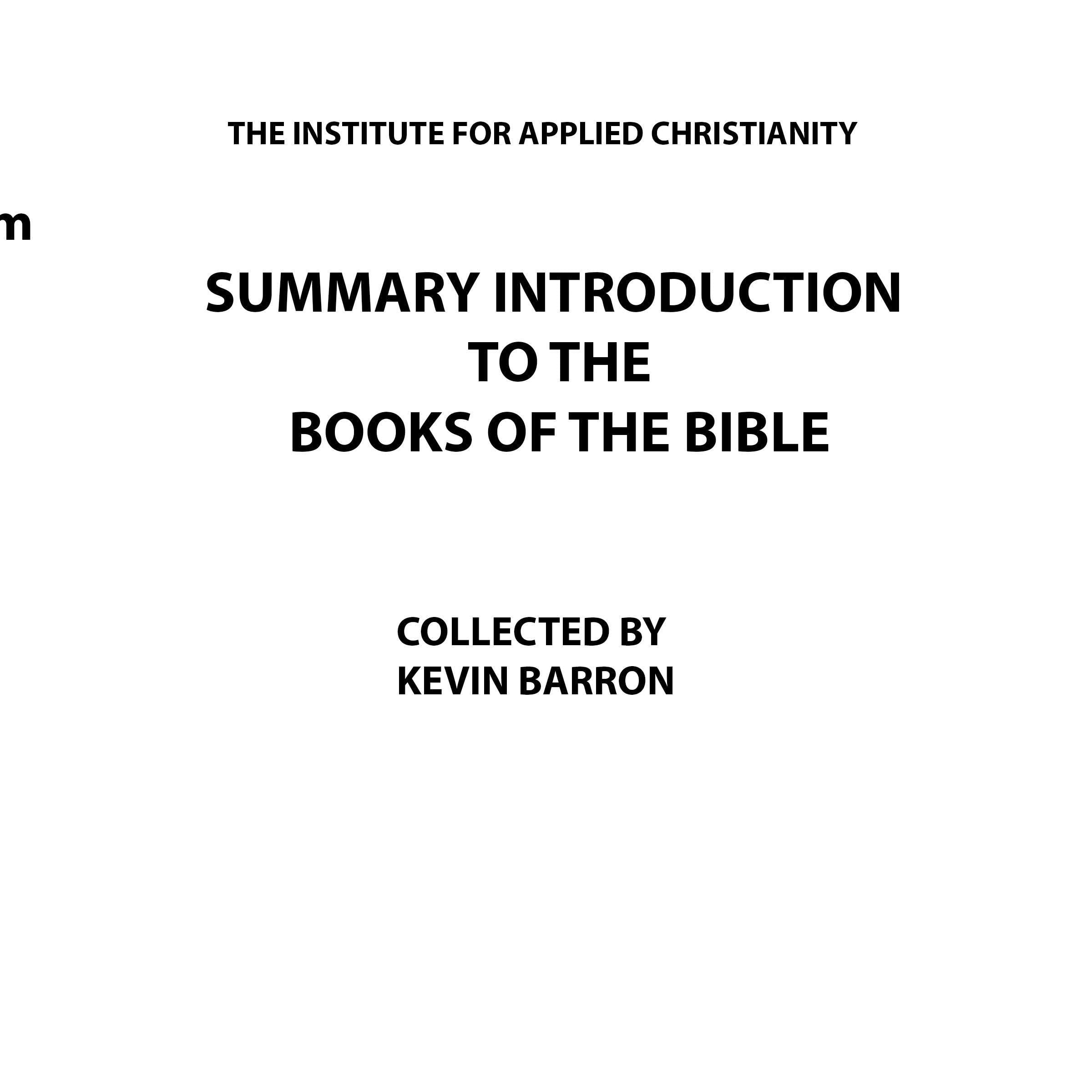 Summary Introduction to the Books of the Bible