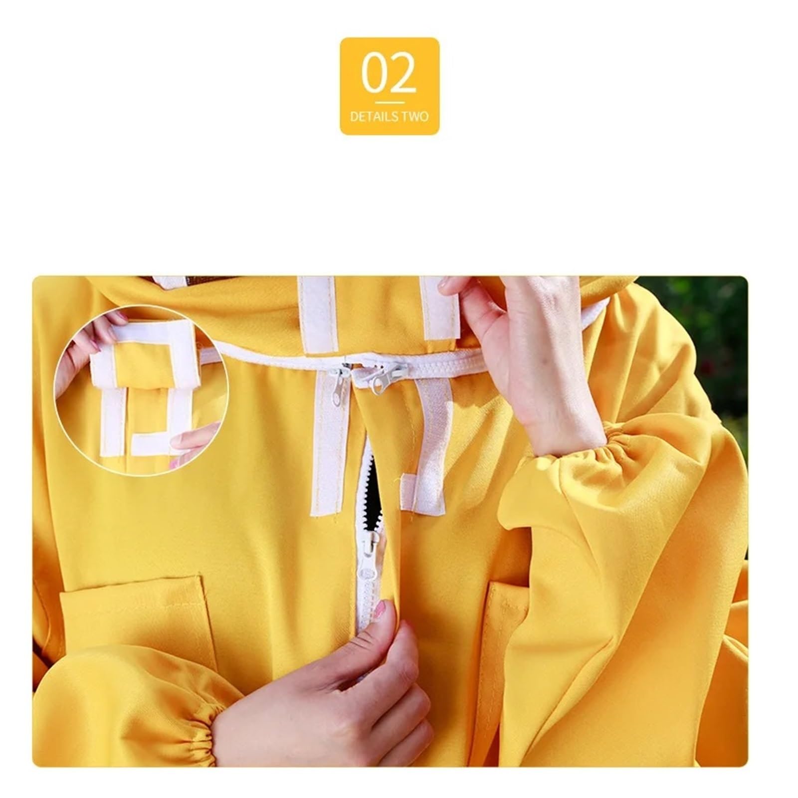 Costume d'abeille, Combinaison d'apiculture en coton avec fermeture éclair, voile de protection, vêtements d'apiculteur, équipement combinaison d'abeille(Giallo,XXL)