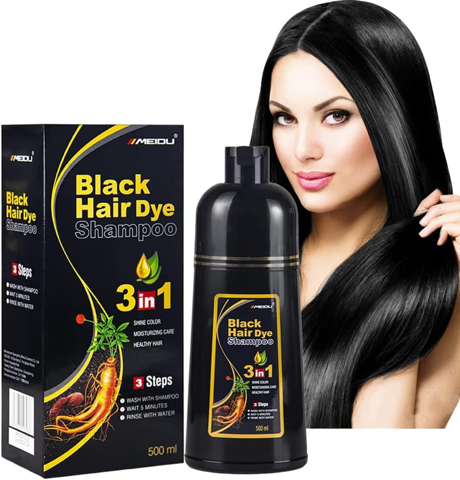 Black Hair Dye Shampoo for Gray Hair, SemiPermanent Hair Color Shampoo