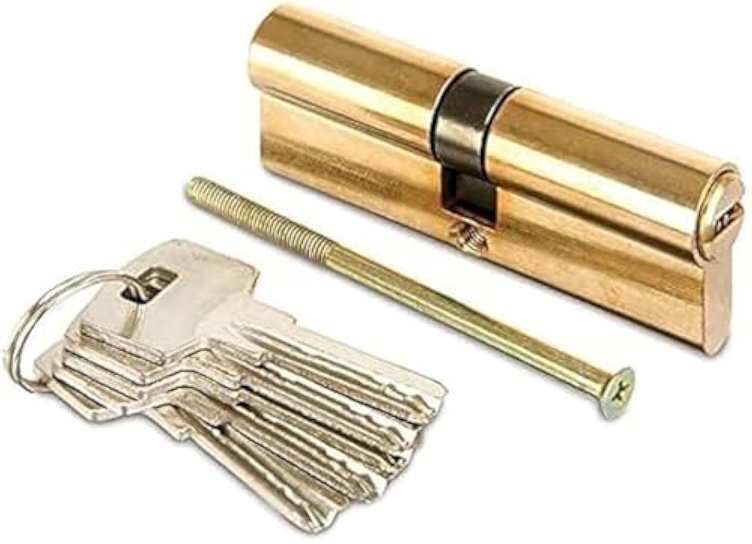 Robustline Cylinder Both Side Key Lock Anti-Theft Lock Cylinder, for Wooden Doors Aluminum Doors (60mm, Brass Plated)