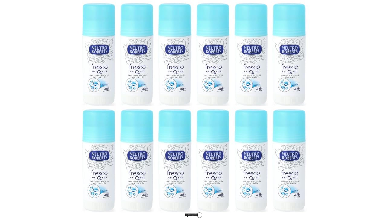 Neutro Roberts Fresco Deostick, Klassisch, 48h Schutz, Ohne Aluminiumsalze, 40ml, 12er Pack,+ Italy shop Kostenloser Schlüsselanhänger