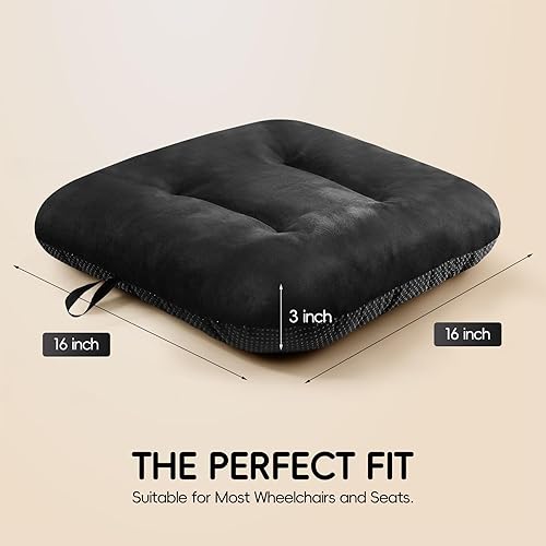 Miniatura 4 de 16x16 Cotton Fill Wheelchair Cushions for Seniors, Removable Washable Cover & Carry Handle, Pressure Relief & Anti-Bedsore Wheelchair Seat Cushion