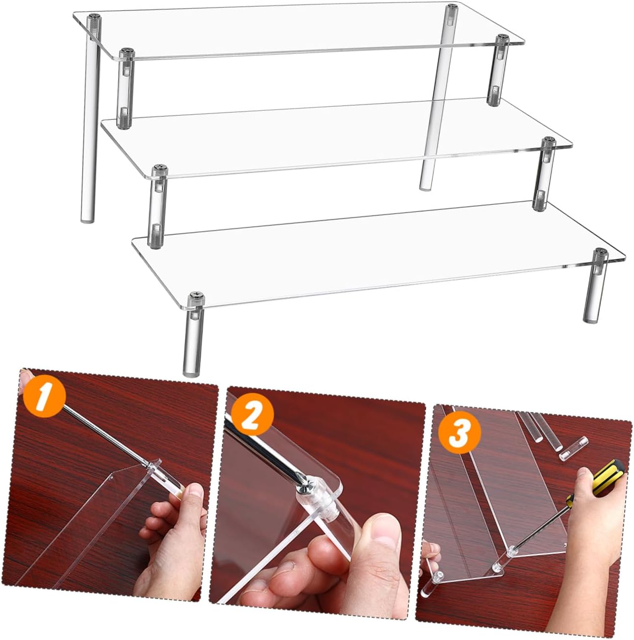 Acrylic Display Riser Stand Organizer Shelf Acrylic Storage Rack for Perfume Figurines Candy Dessert Decoration