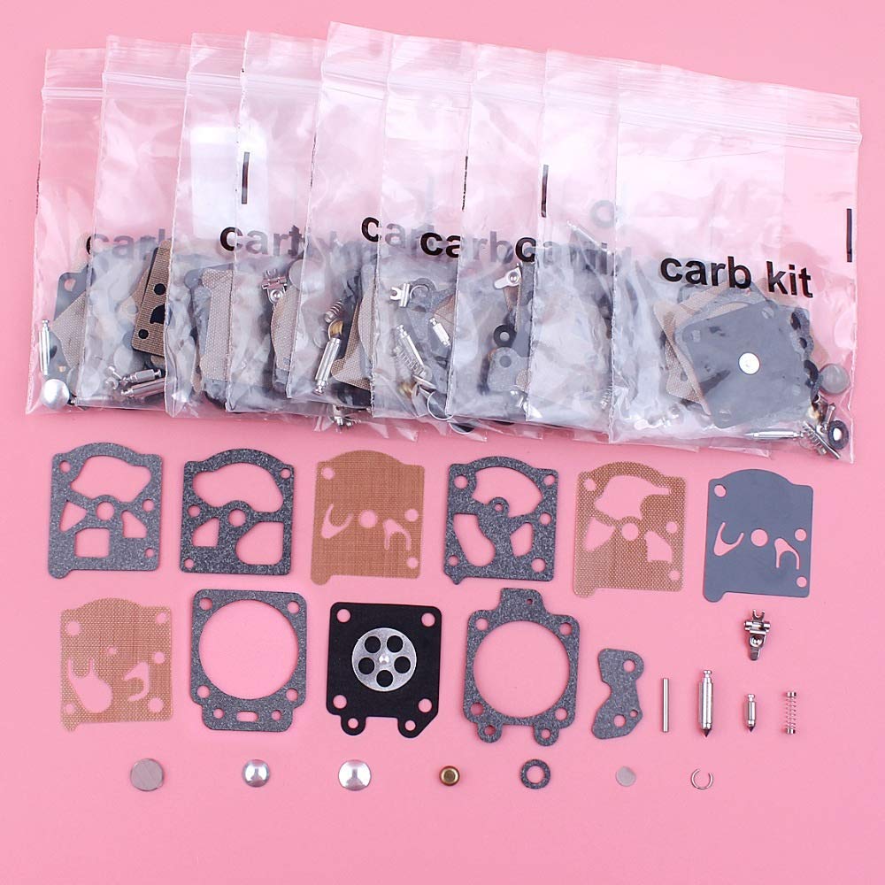 HAOHAO 10pcs / Lot del carburador reparación Kit de reconstrucción Compatible with Homelite 245 250 290 240 300 340 35 40 46 McCulloch Walbor K20 Wat