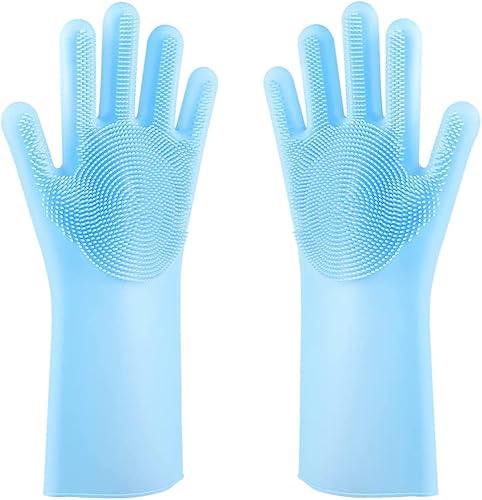 ANUOEXGO Washing Gloves Reusable Dish Washing Rubber Gloves Kitchen Household Brush for Cleaning, Car Washing