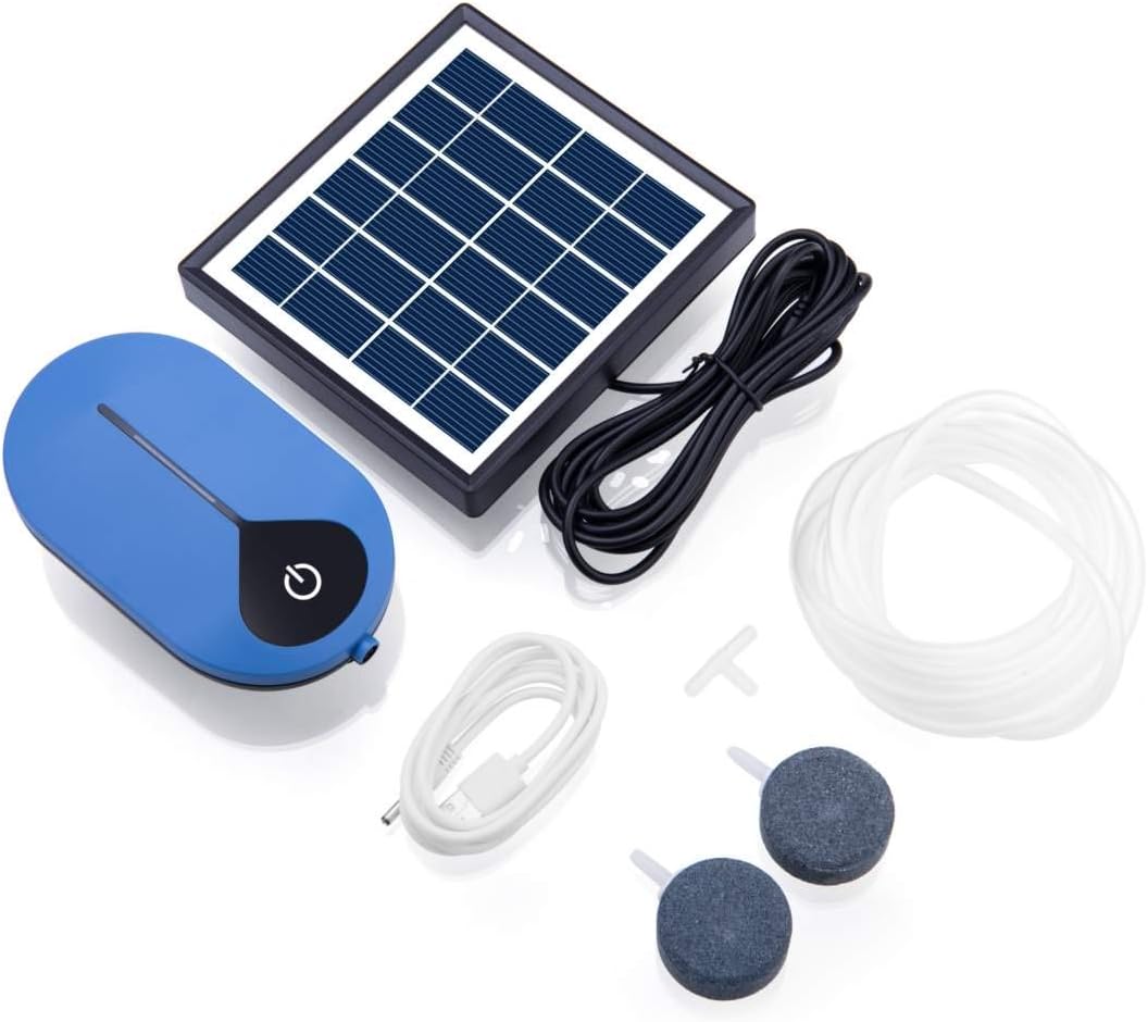 ソーラー充電式エアポンプ 太陽光充電で電源不要 ソーラーパネル付属 USB充電対応 静音設計 強/弱/間欠モード 充電残量表示付 ポータブルエアポンプ 釣り用 各種水槽の酸素供給に FMTBSVAP008