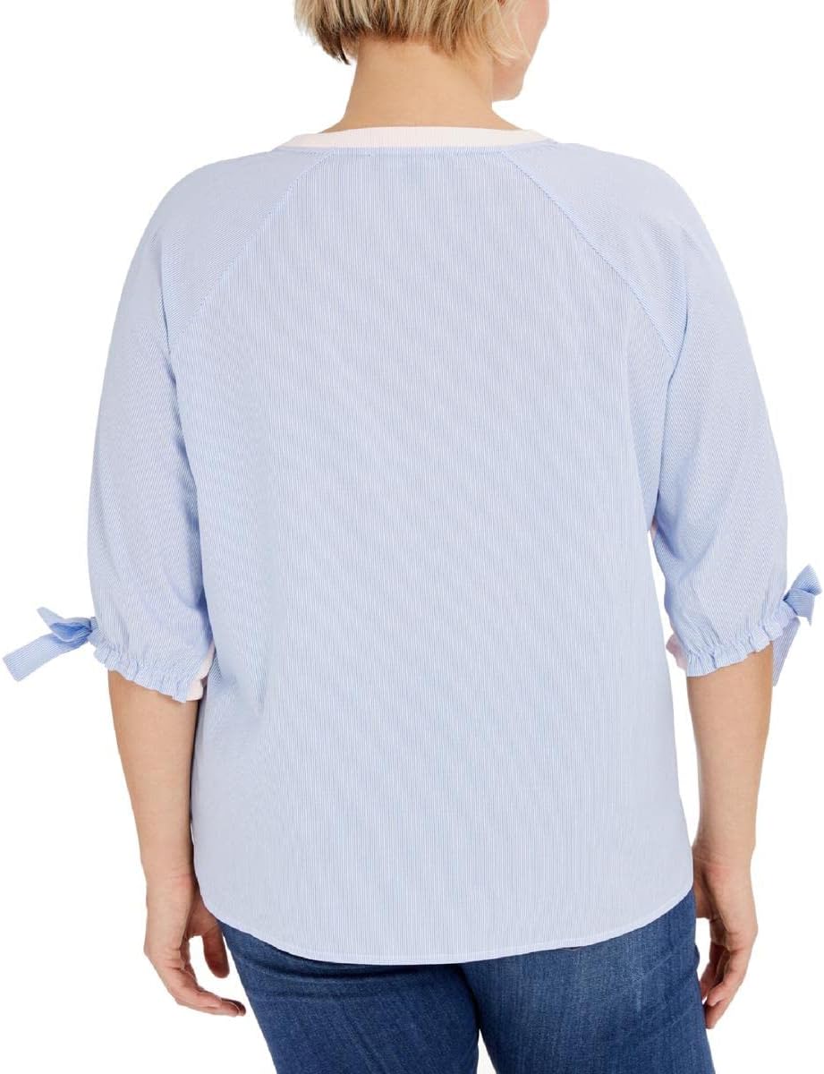 Tommy Hilfiger Womens Striped Off The Shoulder Blouse - Image 2