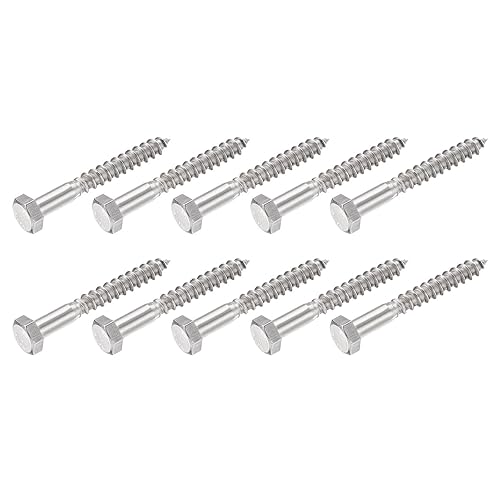 Vista 20 de METALLIXITY Tornillos hexagonales (M6 x 1.575 in), 10 unidades, pernos de madera autorroscantes de acero inoxidable 304, para aplicaciones domésticas