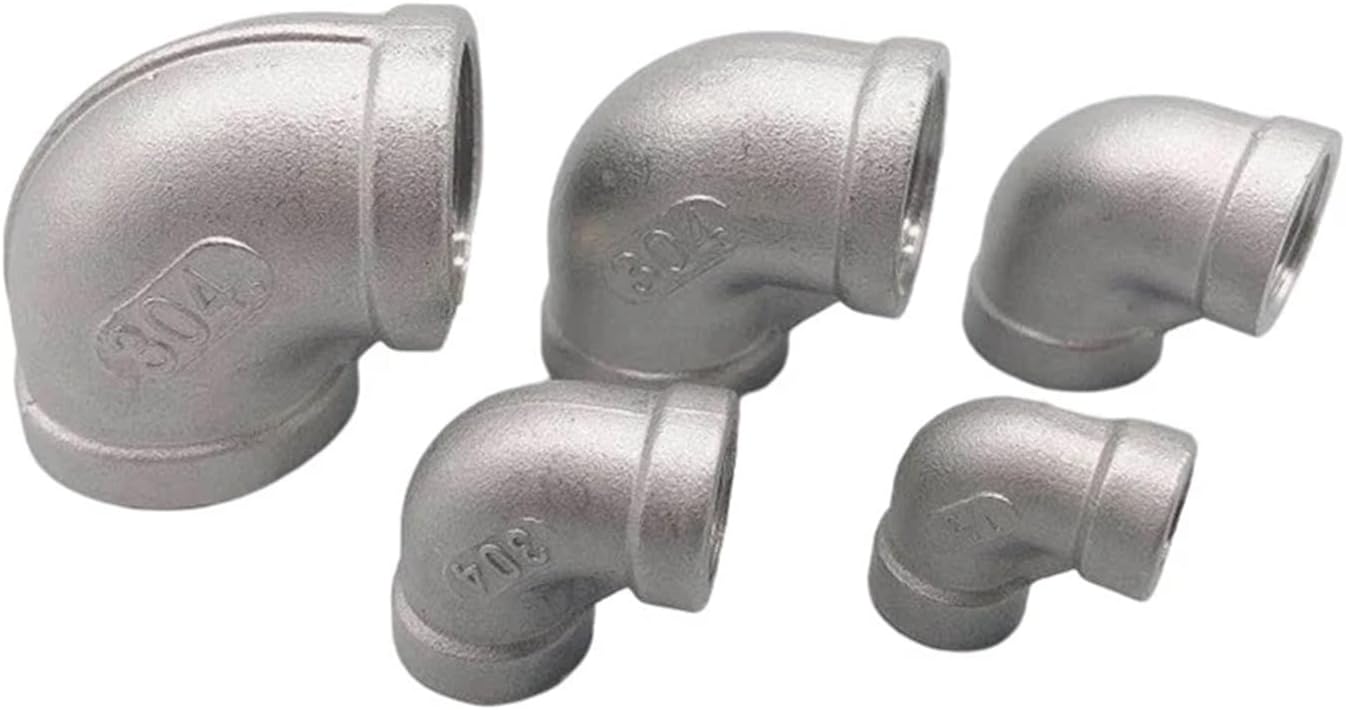 1pcs 1/8" 1/4" 3/8" 1/2" 3/4" 1" 1-1/4" 1-1/2" BSP Elbow 90 Degree Angled Stainless Steel 304 Female Threaded Pipe Fitting(1-1/2")