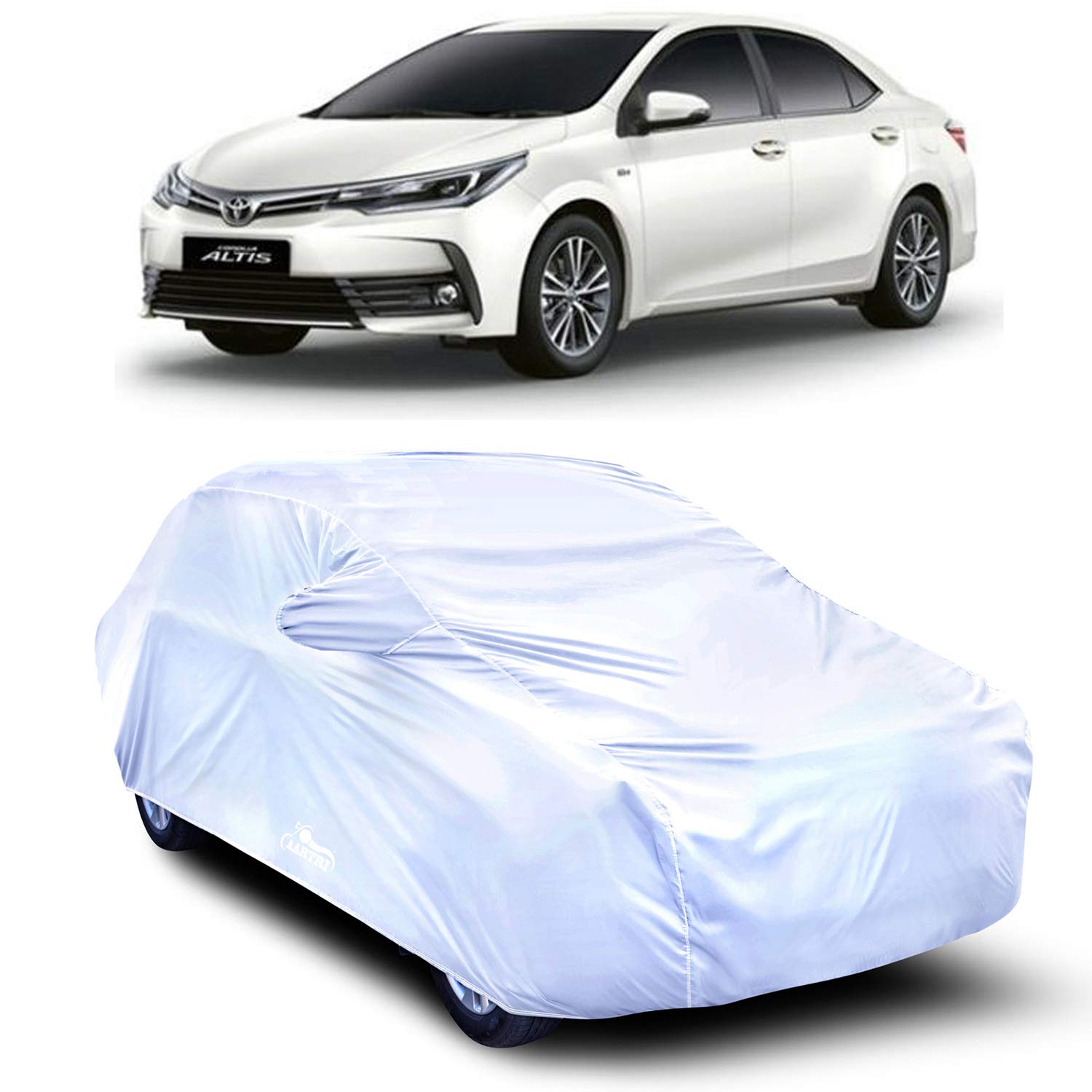 Cover Lab Presents Prime Quality Water Resistant Car Body Cover Compatible with Toyota Altis (Silver with Mirror)