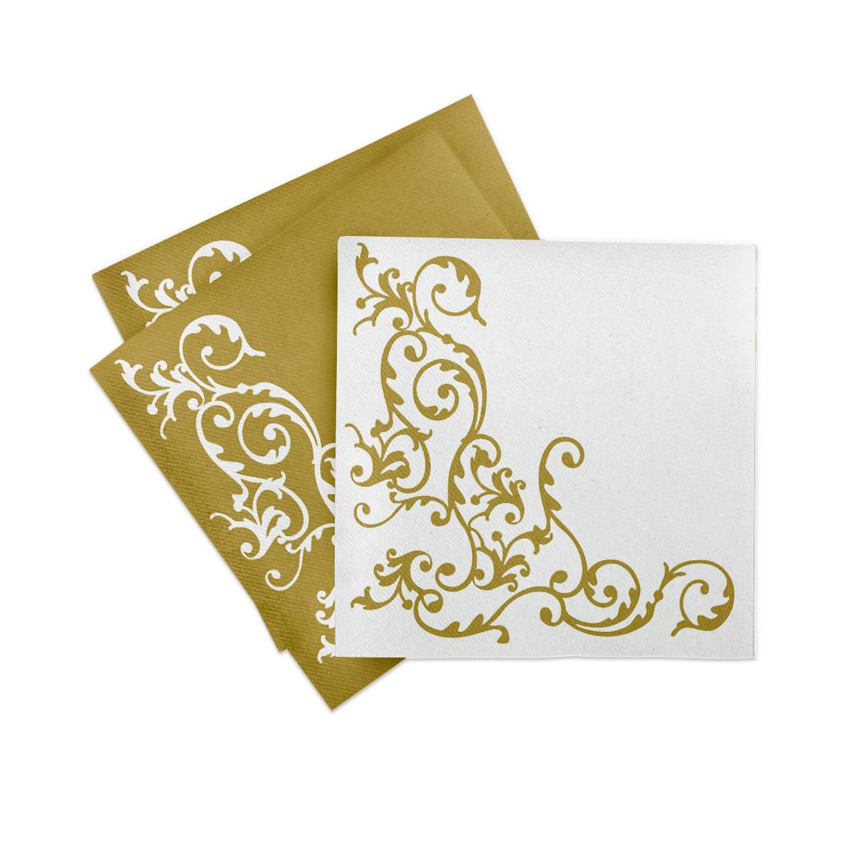 Mank Servietten Pomp Gold Weiß festlich Hochzeitsdeko Serviette goldene Hochzeit Tischdeko Deko 50Stk 40x40cm