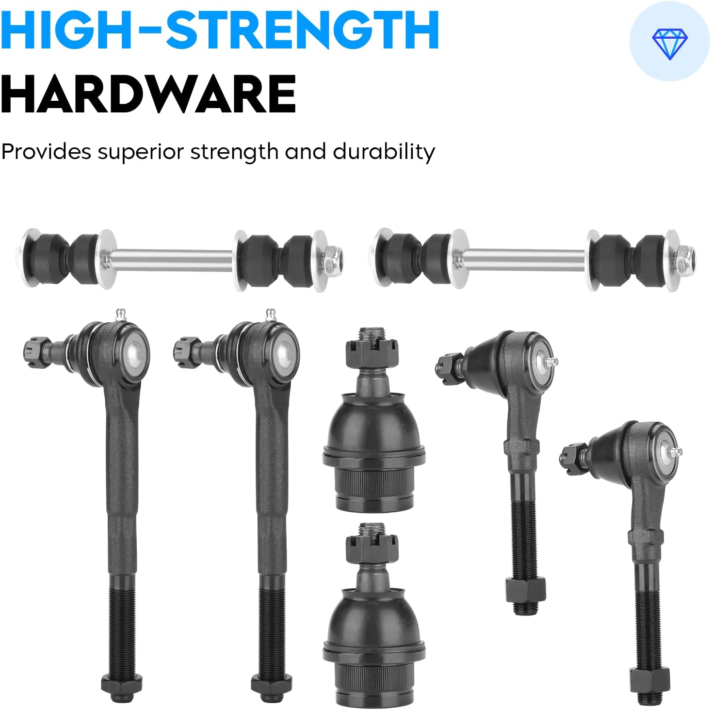 2WD Front Upper Control Arm w/Ball Joint for Ford Expedition 97-02, F150 97-03, F250 97-99, 02 Lincoln Blackwood, Navigator 98-02, 10PCS Sway Bars + Outer Tie Rods Suspension Kit K8726 K8728 K8695