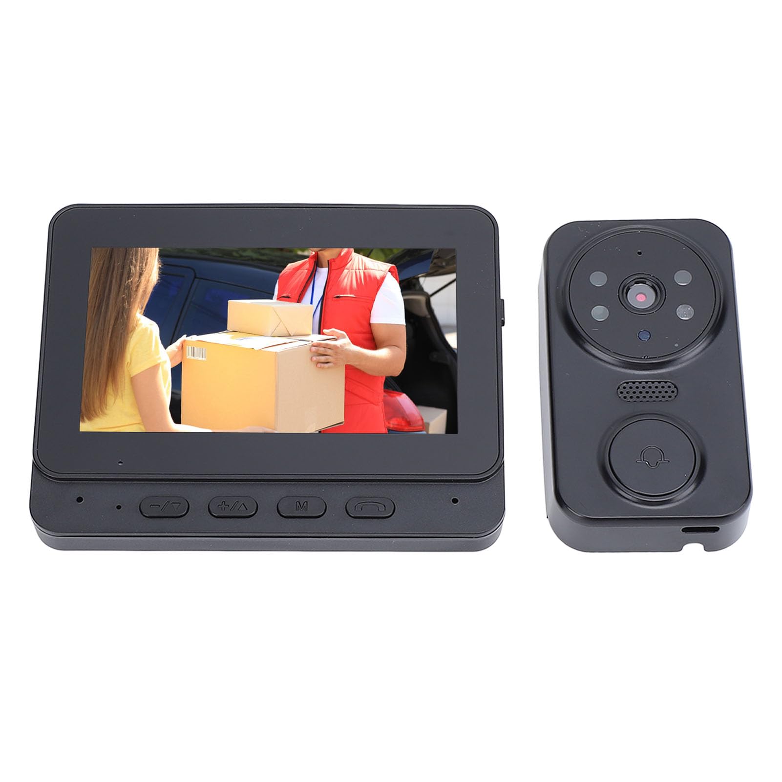 Wideodomofon z Wyświetlaczem 4,3 Cala, Bezprzewodowa Kamera Domofonowa z Ekranem Monitora, Wideodomofon Domofonowy 8MP 1080P HD 170 Stopni Szeroki Kąt, Wbudowany Głośnik, Mikrofon