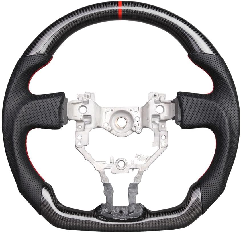Carbon Fiber Steering Wheel,D-Shaped Flat Bottom Perforated Leather Grip Handmade Car Steering Wheel Fit for TOYOTA 86/ Scion FR-S/Subaru BRZ 2012-2016 LHD RHD