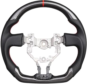 Carbon Fiber Steering Wheel,D-Shaped Flat Bottom Perforated Leather Grip Handmade Car Steering Wheel Fit for TOYOTA 86/ Scion FR-S/Subaru BRZ 2012-2016 LHD RHD