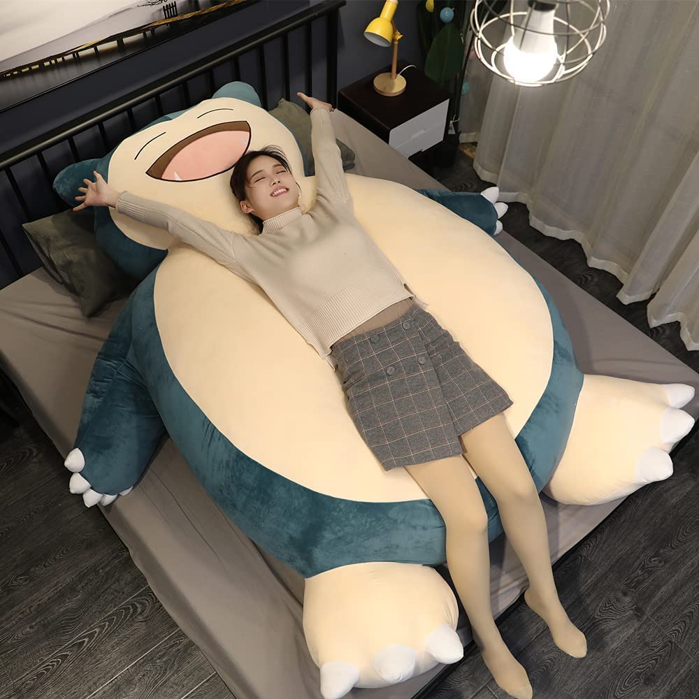 Zhenfala 2022 Snorlax Plush Toy Large Size 100/150/200cm Snorlax Plush Anime Cover with Zipper for Girlfriend Birthday Gift (200CM, Smile face) - 200CM Smile Face