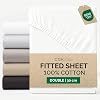 Double Fitted Sheet 135x190 cm - 100% Cotton Sateen 400 Thread Count - Deep Fitted Sheet for Mattresses up to 30 cm (12