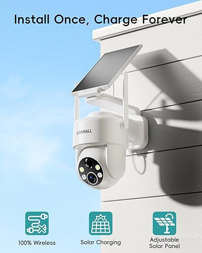 Miniatura 2 de ZUMIMALL Cámaras de seguridad solar 2K inalámbricas para exteriores  Cámaras de 360 para seguridad en el hogar  WiFi 2.4G, detección de AI, visión