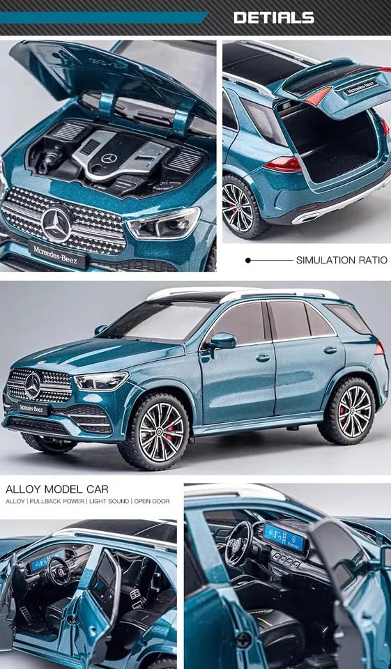 Image of 1:24 Scale Alloy Die-cast Benz GLE 350 Toy Car with Sound and Light, Pull Back Action, Openable Doors, Collectible Model Car for Kids and Gift (Green)