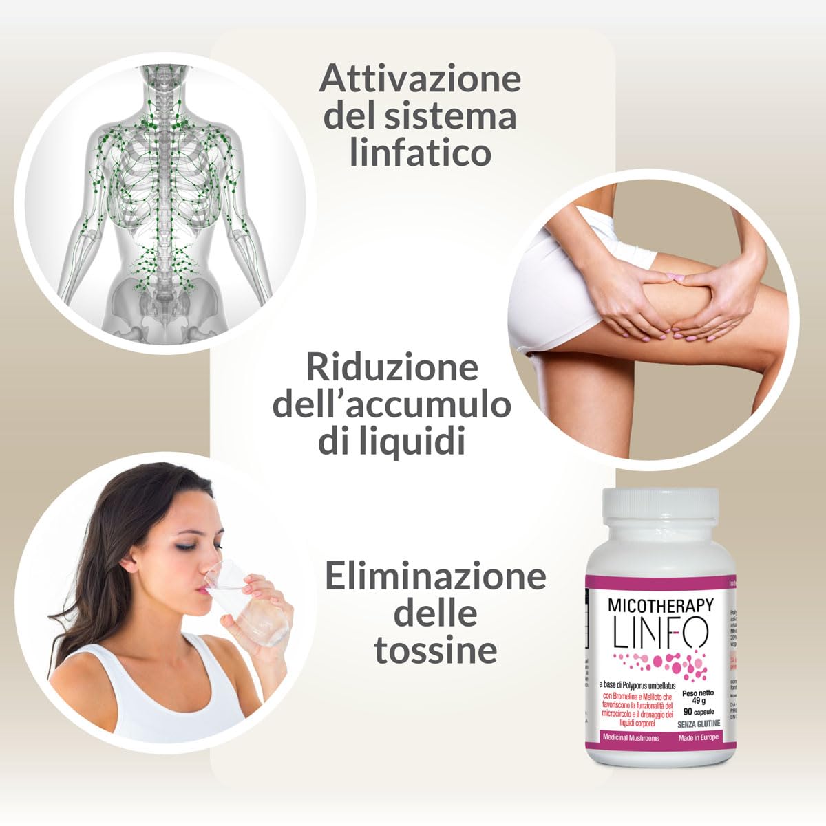 AVD REFORM | Micotherapy Linfo – Integratore con Polyporus umbellatus, bromelina ed estratti vegetali dall’azione drenante – 90 capsule – Prodotto in Italia