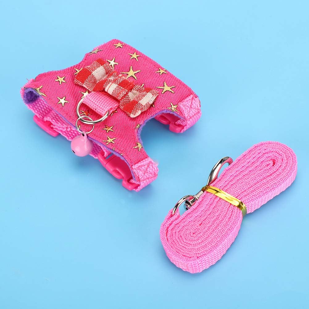 Dioche Small Animal Walking Harness Vest Leash Set – Comfortable Cotton & Plush Lining, Easy OnOff Chest Strap – for Ferrets, Chinchillas, Squirrels (M)
