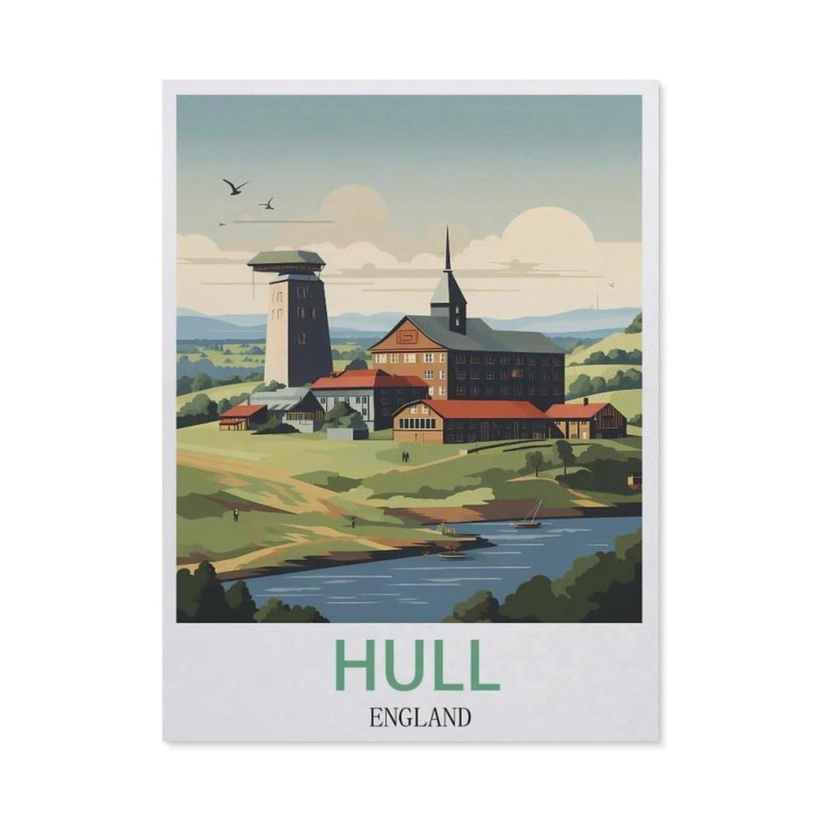 Vintage Wall Decor Metal Poster Plaque，Hull England(15x30cm）