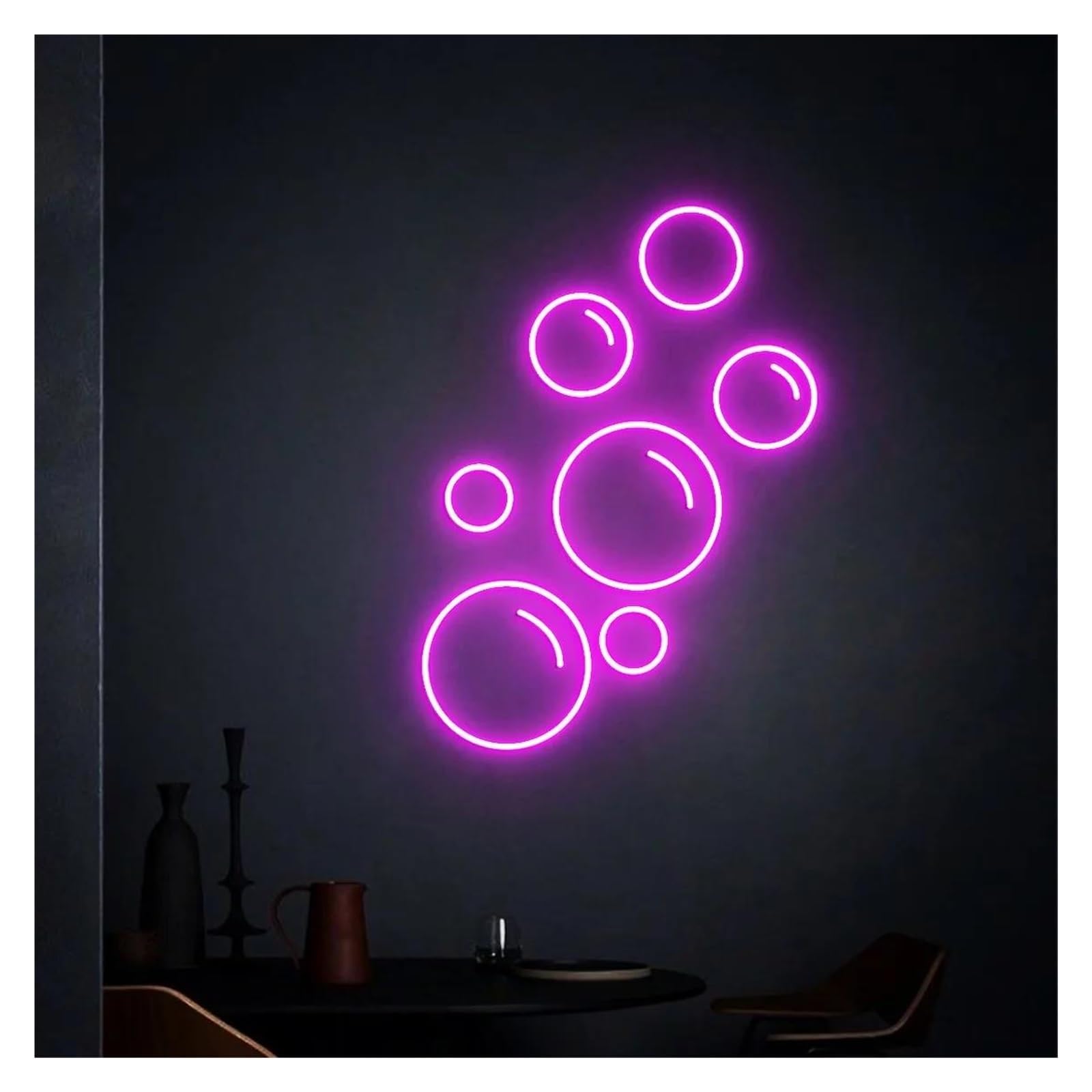 LEMST Signs Lamp Bubbles Neon Sign USB Powered Adjustable Brightness Bubbles Neon Lights for Club Wall Decor 28cmx38cm(B)
